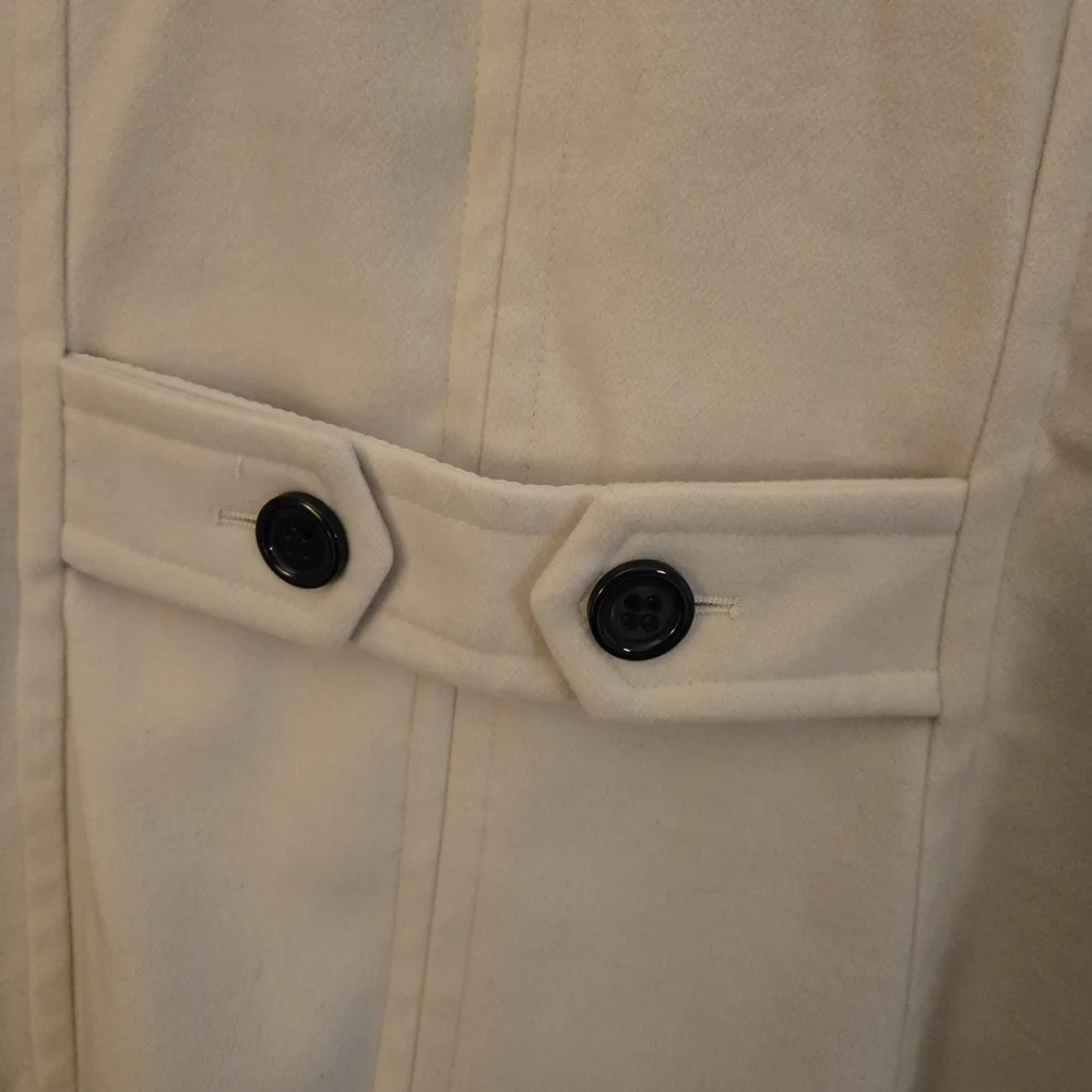 Womens Cream Pea Coat Ashley Stewart Coat Size 14/16 Casual Dress Classic Soft - Picture 12 of 13